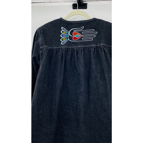 Bob Mackie Wearable Art Vintage Embroidered Black Denim Jacket Small Maximalist - Picture 10 of 11